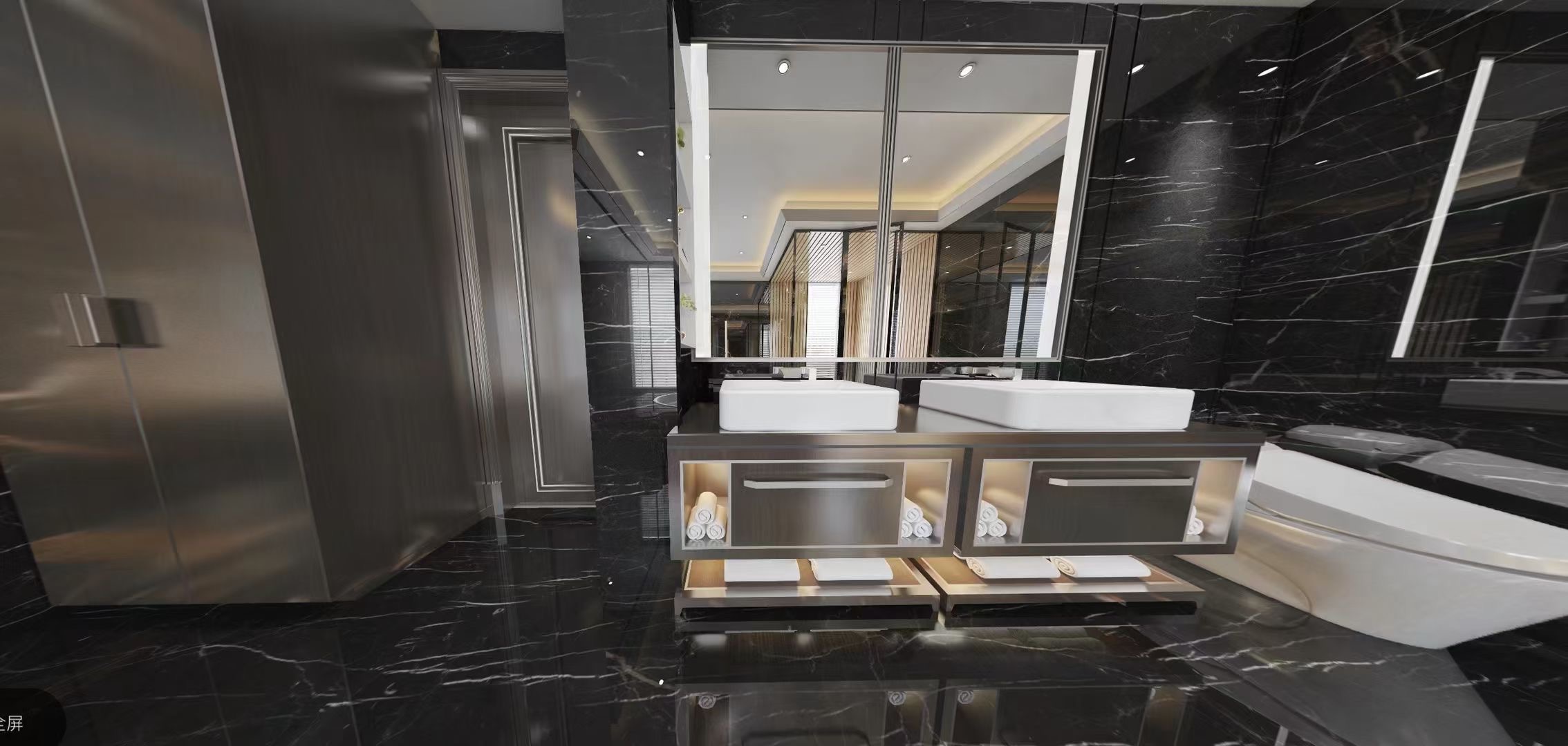 Підлога та стінові панелі з мармуру BLACK MARQUINIA #2